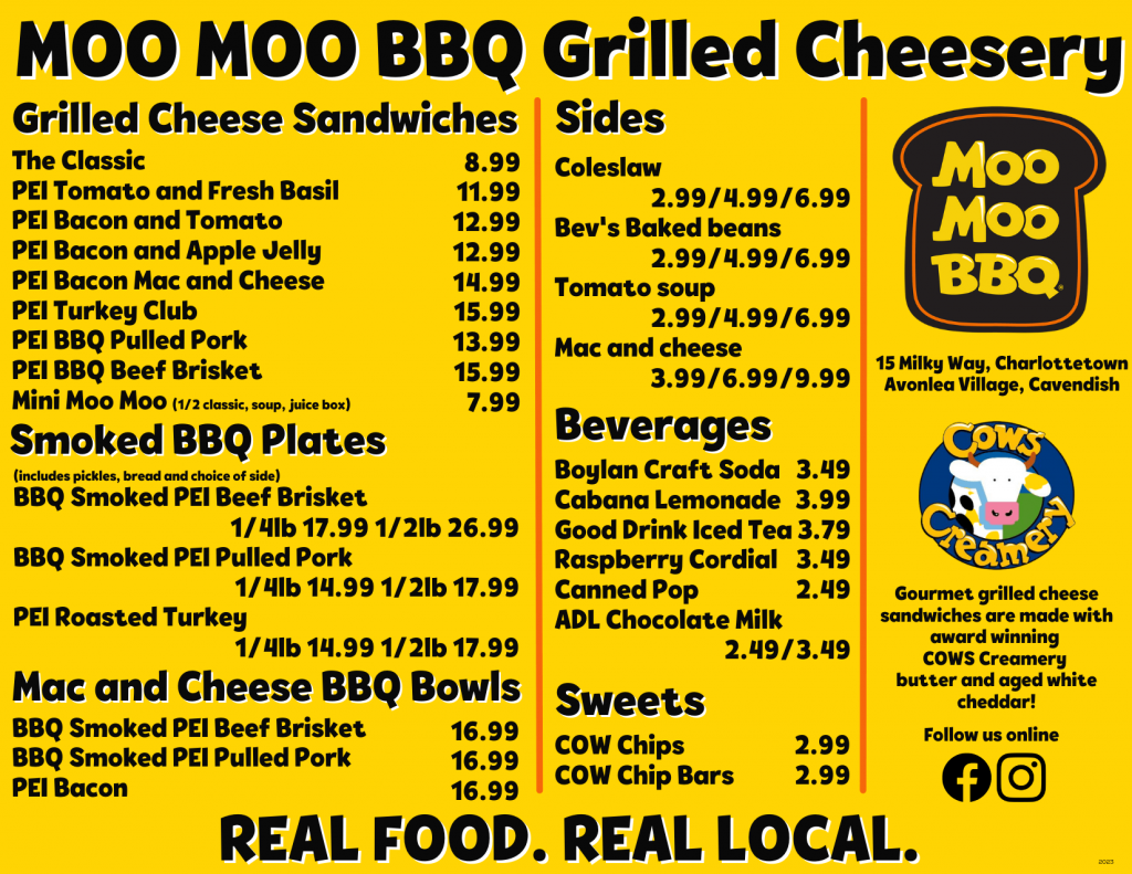 Moo Moo Grilled Cheesery Menu for 2023